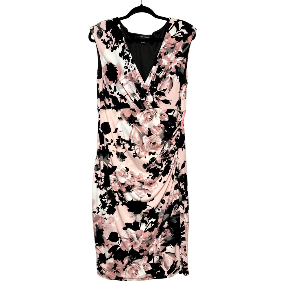 Elegant Floral Sheath Wrap Style Dress Women Size 16 Romantic Cottagecore‎